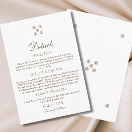 Eleganta minimalistiska pärlbröllopsdetaljer tilläggskort