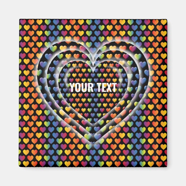 Eleganta minimalistiska regnbågshjärtan magnet (Framsidan)