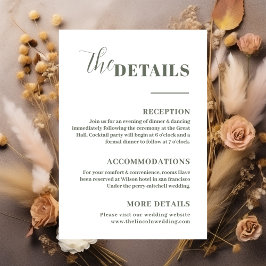 Eleganta minimalistiska salviagröna detaljer tilläggskort