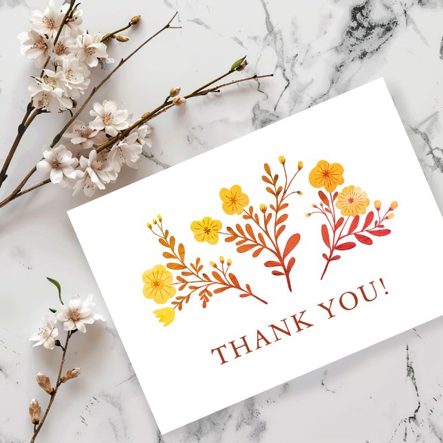 Eleganta minimalistiska skräddarsydda blommönster tack kort (Dainty Florals Elegant Minimalist Custom Thank You Card
)