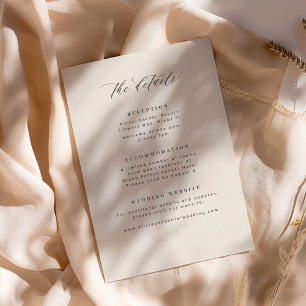 Eleganta minimalistiska svarta och elfenbensbröllo tilläggskort