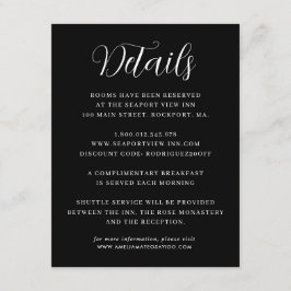Eleganta minimalistiska svarta vita bröllopsdetalj tilläggskort