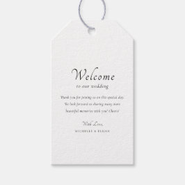 Eleganta minimalistiska välkomstbröllopsgavor-etik presentetikett