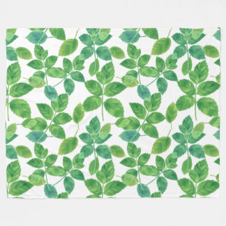Eleganta mintblad vattenfärg botanisk design fleecefilt