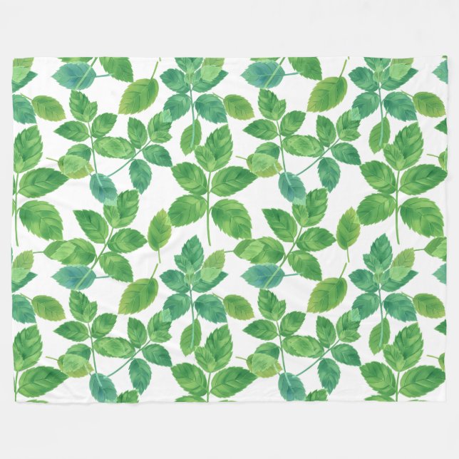 Eleganta mintblad vattenfärg botanisk design fleecefilt (Framsidan (Horisontell))