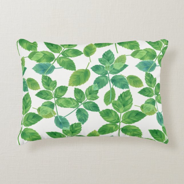 Eleganta mintblad vattenfärg botanisk design prydnadskudde (Framsidan)
