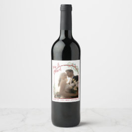 Eleganta Mistel Nyförlovade Foto Jul Vinflaska Etikett