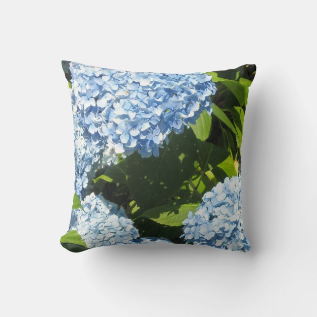 Eleganta mjuka blå hortensior kudde (Framsida)