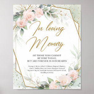 Eleganta mjuka rosa rosor grönska Till minne av en Poster