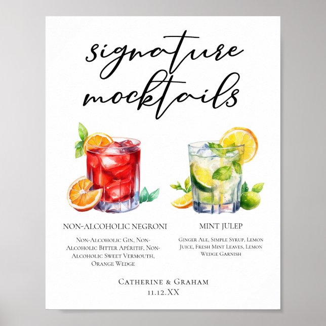 Eleganta mocktailrecept för bröllop Negroni Mint J Poster (Framsidan)