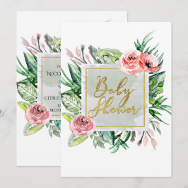 Eleganta moderna blommiga baby shower-inbjudningar inbjudningar