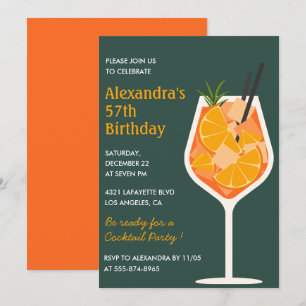 Eleganta moderna cocktail 57-års födelsedagsinbjud inbjudningar
