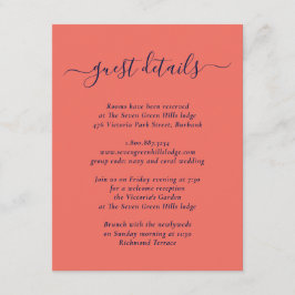 Eleganta moderna detaljer i marinblått och korall  tilläggskort