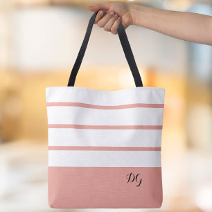 Eleganta moderna djärva ränder monogram initialer tygkasse