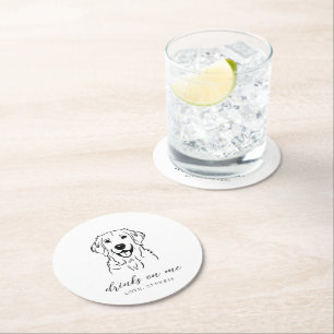 Eleganta moderna drinkar på mig hundbröllop underlägg papper rund
