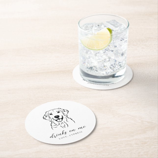 Eleganta moderna drinkar på mig hundbröllop underlägg papper rund (Insitu)