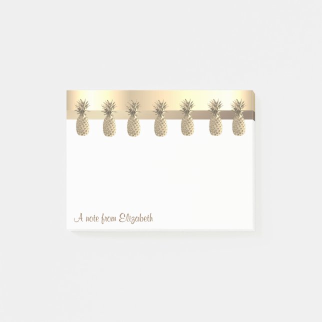 Eleganta Moderna Guld Ananaser Post-it Block (Framsida)