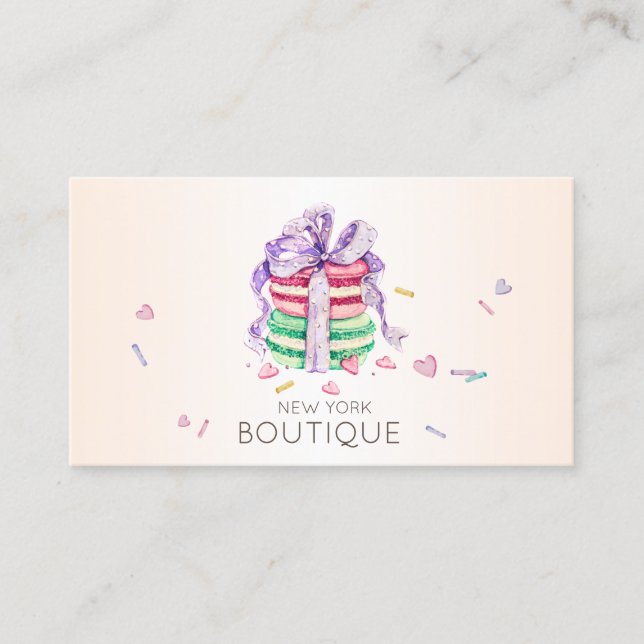 Eleganta Moderna Macarons, Söta Bagarstuga Visitkort (Framsida)