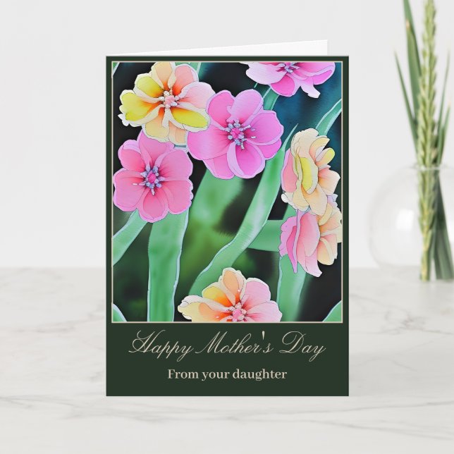 Eleganta moderna målade blommor anpassade Mors dag Helgkort (Framsida)