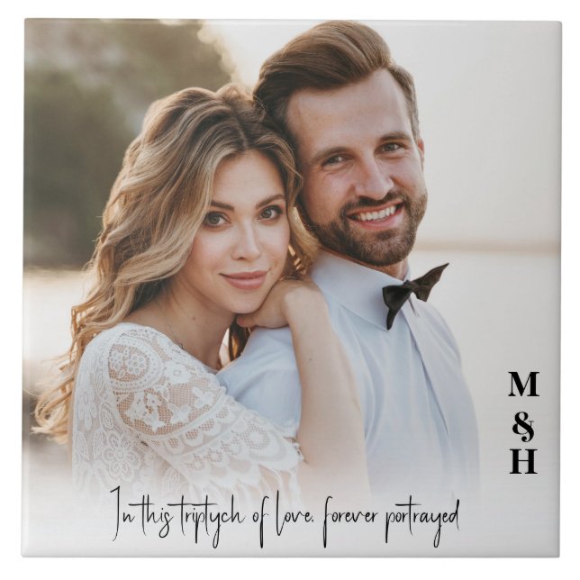 eleganta moderna nygifta fotobryllop kakelplatta (Framsidan)