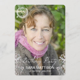Eleganta moderna ormbunke-foto födelsedagsinbjudni inbjudningar