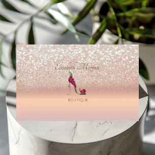 Eleganta moderna, rosa guld glitter bokeh högklack visitkort