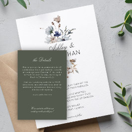 Eleganta moderna rustika vildblomsdetaljer för brö tilläggskort