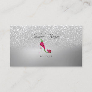 Eleganta moderna, silver glitter bokeh klackskor visitkort