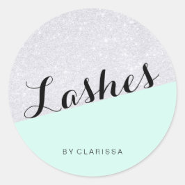 Eleganta moderna silverglitter mintgröna ögonfrans runt klistermärke