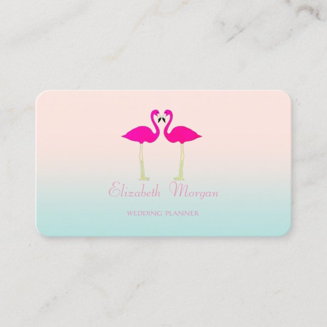 Eleganta Moderna Snälla Roliga, Rosa Flamingos För Visitkort (Framsida)