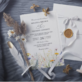 Eleganta moderna vildblommor Budget QR-kod Bröllop Inbjudningar