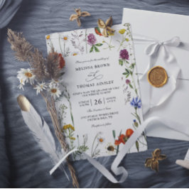 Eleganta moderna vildblommor budget QR-kod bröllop Inbjudningar
