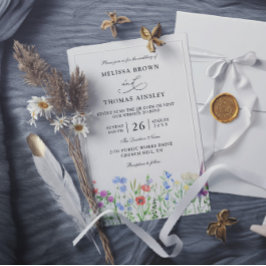 Eleganta moderna vildblommor budget QR-kod bröllop Inbjudningar