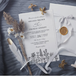 Eleganta moderna vildblommor budget QR-kod bröllop Inbjudningar
