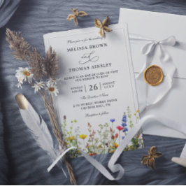 Eleganta moderna vildblommor budget QR-kod bröllop Inbjudningar