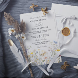 Eleganta moderna vildblommor budget QR-kod bröllop Inbjudningar
