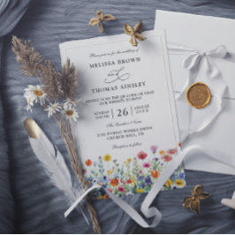 Eleganta moderna vildblommor budget QR-kod bröllop Inbjudningar