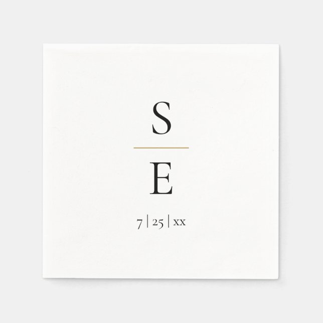 Eleganta monogram bröllopsservetter pappersservett (Framsidan)