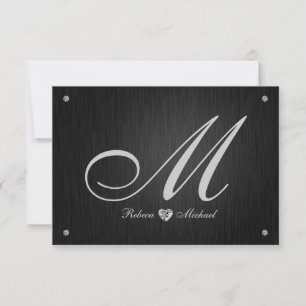 Eleganta Monogram & Diamantbröllop RSVP-kort. OSA Kort
