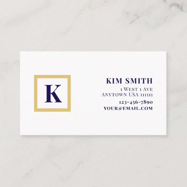 Eleganta monogram returadressetiketter visitkort (Framsida)