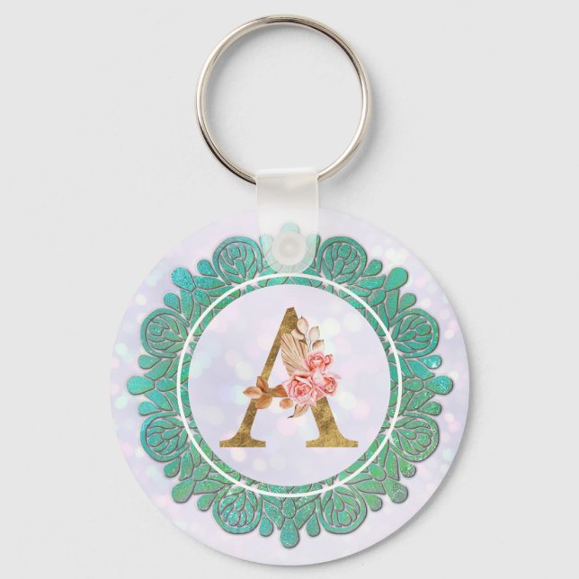 Eleganta monograminitialer med mandala nyckelring (Framsida)