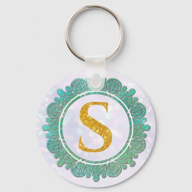 Eleganta monograminitialer med mandala nyckelring (Framsida)