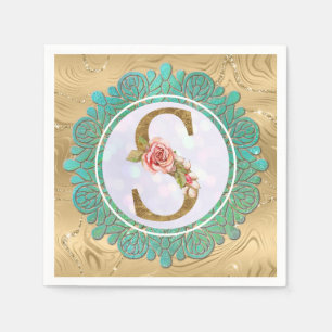 Eleganta monograminitialer med mandala pappersservett