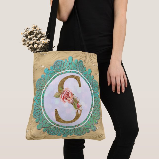 Eleganta monograminitialer med mandala tygkasse (Närbild)