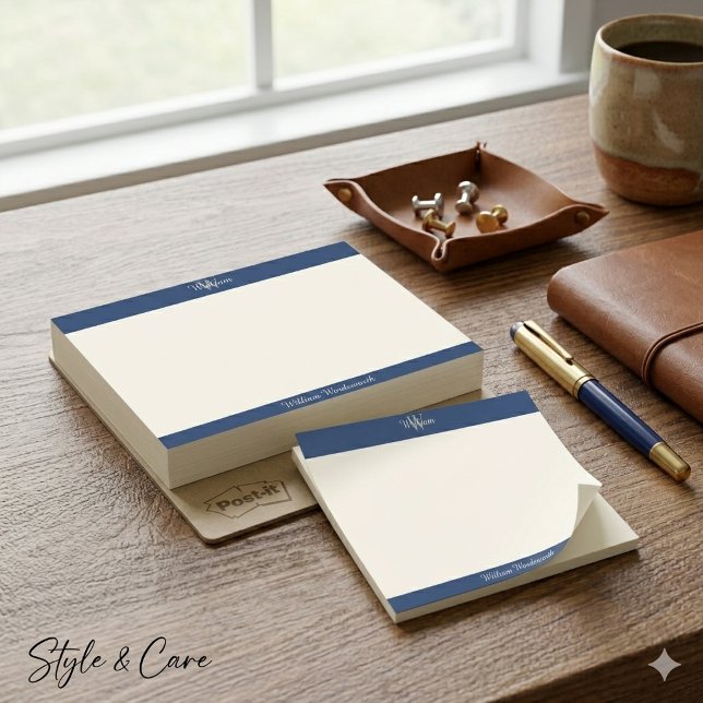 Eleganta monogramlappar med anpassat namn post-it block (Chic Monogram Notes with Custom Name)
