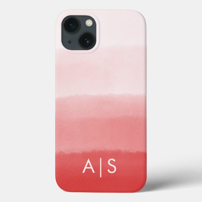Eleganta monogrammerade initialer Coralröd Ombre (Baksida)