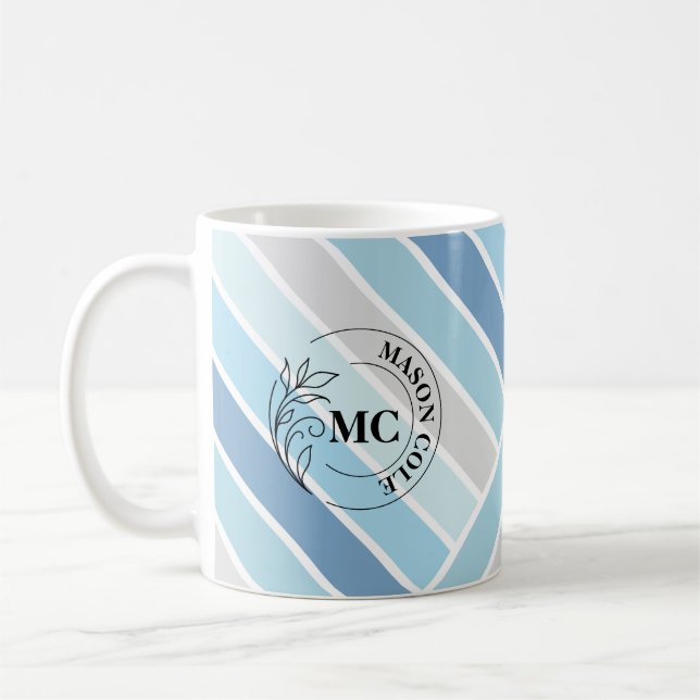 Eleganta monogrammuggen med randigt mönster för ho kaffemugg (Vänster)