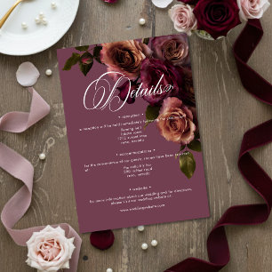 Eleganta Moody Mjuka Rost & Vinröda Blommiga Detal Tilläggskort