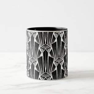 Eleganta mörka Art Deco abstrakta geometriska elem Två-Tonad Mugg