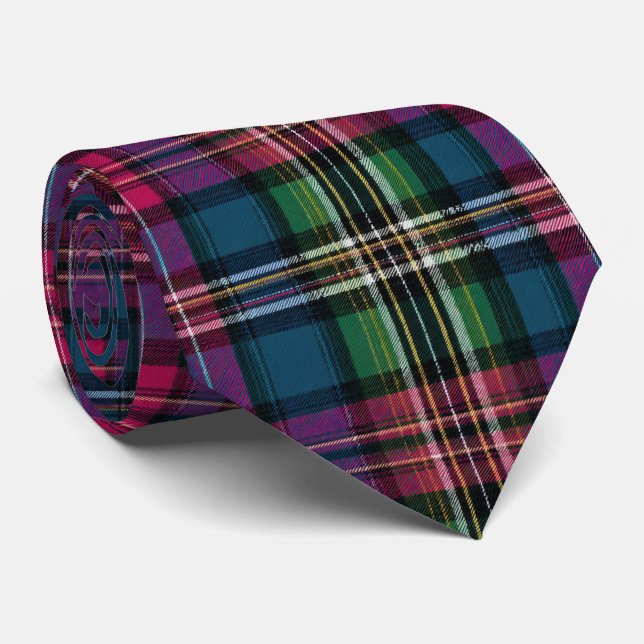 Eleganta mörka färger Plaid Gingham Mönster Slips (Rullad)